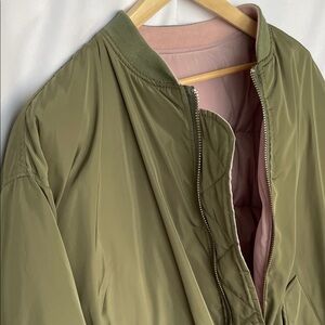 Stylenanda Oversize Reversible Puffer Bomber Mauve/Olive L